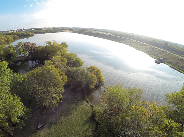 Aerial view of lake